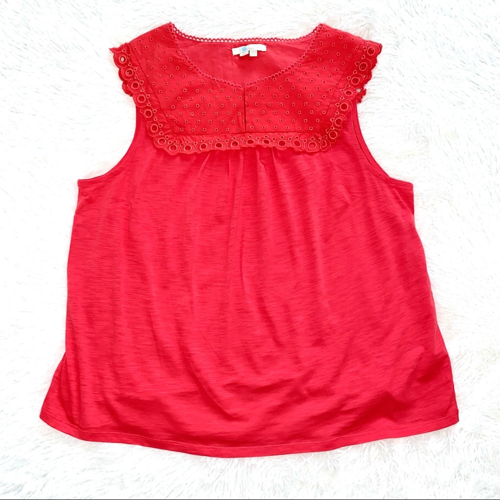 ๐HOST PICK | Boden โข Nella Eyelet Embroidered Jersey Sleeveless Top- Sunset - Picture 6 of 9